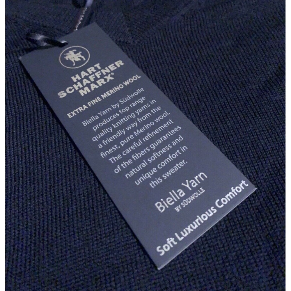 NEW Hart Schaffner Marx Men's 3XT Merino Wool V-Neck Navy Blue Sweater TALL 3XLT